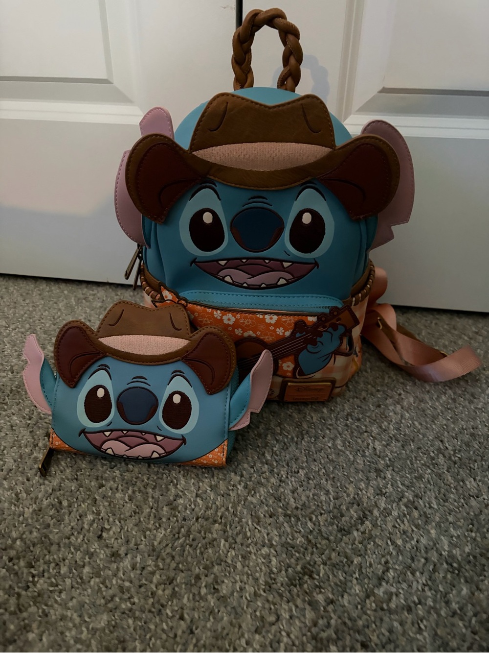 Disney Stitch Western Loungefly Mini Backpack & Wallet(Read)